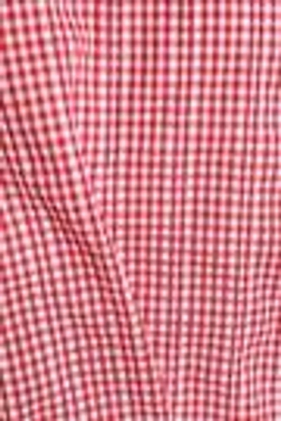 Shop Raoul Woman Embroidered Gingham Cotton Top Red