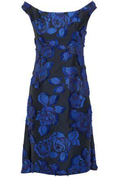 Shop Lela Rose Woman Cape-effect Fil Coupé Taffeta Dress Black