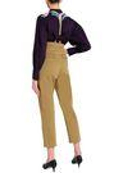 Shop Temperley London Woman Cotton-blend Twill Straight-leg Pants Mustard