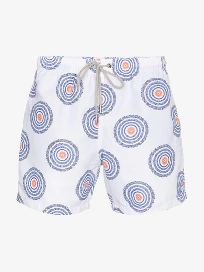 Shop Okun White Ali Shwe Shwe Print Swim Shorts