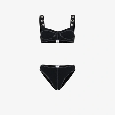 Shop Ack Ana Due Stitch Detail Bikini In Bl