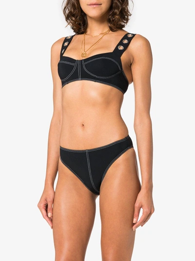 Shop Ack Ana Due Stitch Detail Bikini In Bl