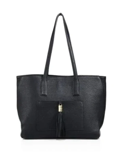 Shop Milly Astor Large Pebble Leather Tote In Black
