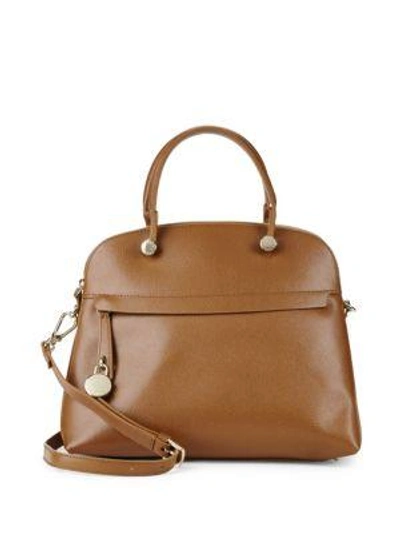 Shop Furla Piper Dome Leather Satchel In Brown