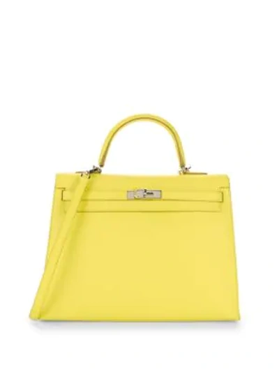 Shop Herm S Vintage Soufre Epsom Kelly Bag In Yellow