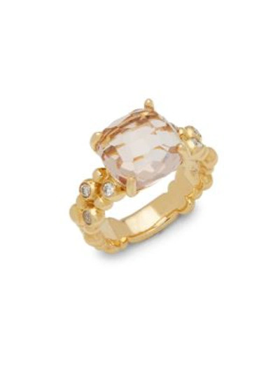Shop Michael Aram Molton Peach Morganite, Diamond And 18k Yellow Gold Double Row Ring