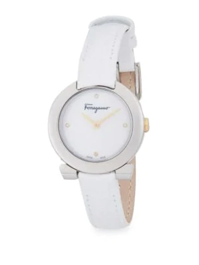 Shop Ferragamo Stainless Steel And Leather-strap Watch In Grey