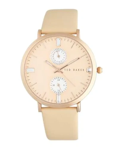 Shop Ted Baker Plated Stainless Steel Multifunction Watch In Rose Gold