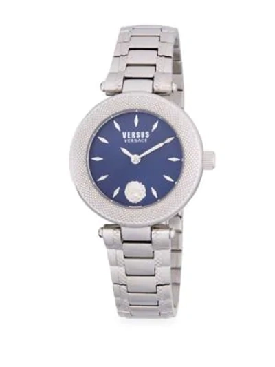 Shop Versace Round Stainless Steel Bracelet Watch In Silver