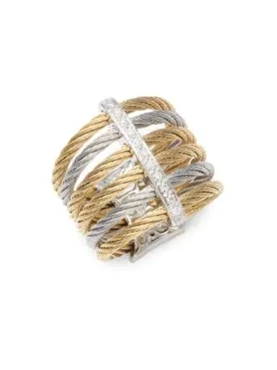 Shop Alor Women's 18k Gold & Stainless Steel Diamond Midi Ring