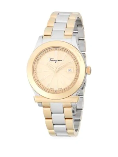 Shop Ferragamo Classic Stainless Steel Bracelet Watch In Gold