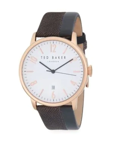 Shop Ted Baker Stainless Steel And Leather-strap Watch In Multi
