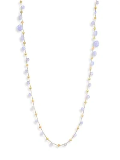 Shop Marco Bicego Paradise Chalcedony & 18k Yellow Gold Graduated Long Necklace In Purple