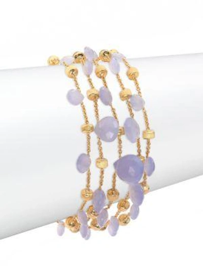 Shop Marco Bicego Paradise Chalcedony & 18k Yellow Gold Five-strand Bracelet In Purple
