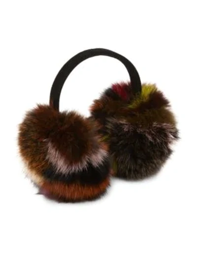 Shop Surell Fox Fur Expandable Earmuffs In Multi