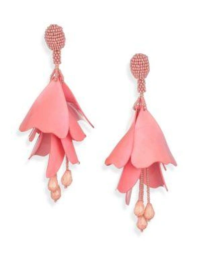Shop Oscar De La Renta Impatiens Flower Drop Earrings In Soft Petal