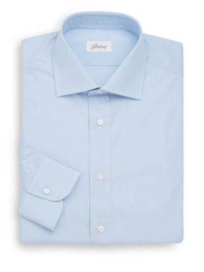 Shop Brioni Regular-fit Cotton Dress Shirt In Pastel Blue