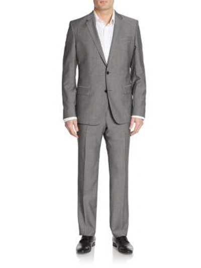 Shop Hugo Boss Regular-fit Halsey 2 Sharkskin Suit In Light Pastel Grey