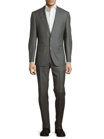 Shop Hugo Boss Textured Wool-blend Suit In Grey