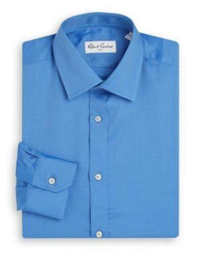 Shop Robert Graham Regular-fit Chevron Stitched Cotton Dress Shirt In Azure