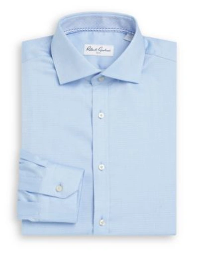 Shop Robert Graham Regular-fit Chevron Stitched Cotton Dress Shirt In Blue