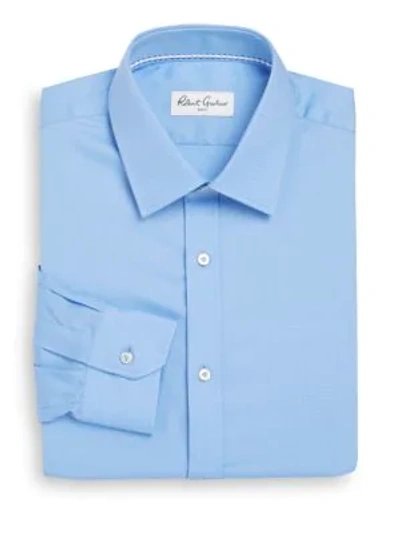 Shop Robert Graham Regular-fit Chevron Stitched Cotton Dress Shirt In Sky Blue
