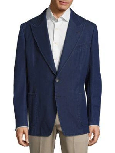 Shop Tom Ford Long-sleeve Peak Lapel Jacket In Blue