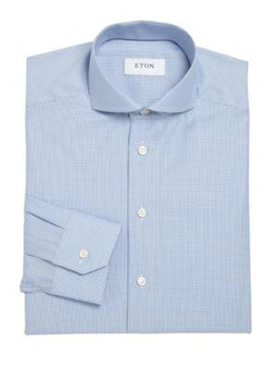 Shop Eton Slim-fit Microcheck Dress Shirt In Blue