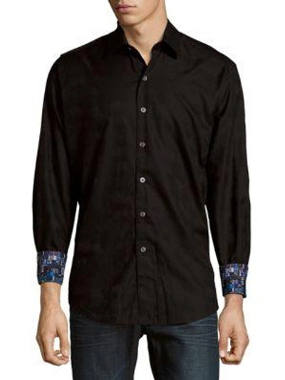 Shop Robert Graham Textured Casual Button-down Shirt In Black