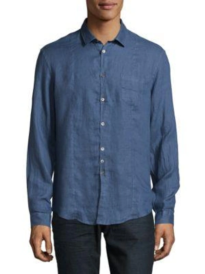 Shop John Varvatos Cotton Casual Button Down Shirt In Dutch Blue