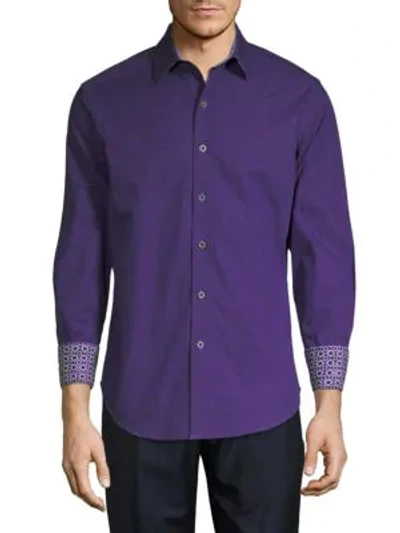 Shop Robert Graham Bayside Casual Long-sleeve Cotton Shirt In Purple