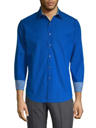 Shop Robert Graham Bayside Casual Long-sleeve Cotton Shirt In Cobalt