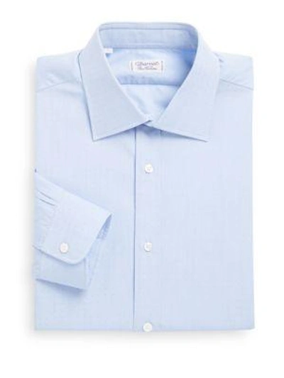 Shop Charvet Pindot Cotton Dress Shirt In Blue