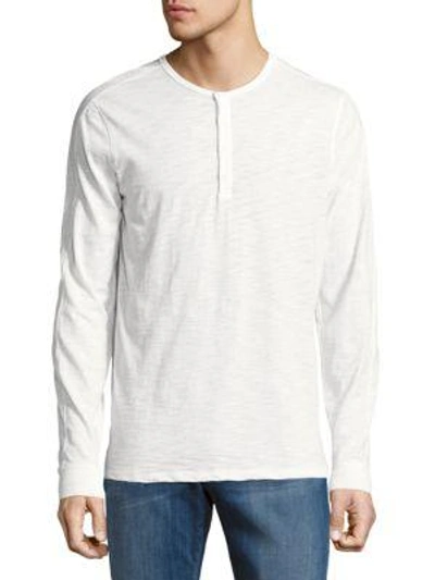 Shop Vince Long-sleeve Cotton Henley In White