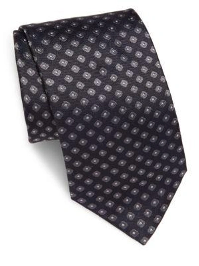 Shop Brioni Woven Geometric-pattern Silk Tie In Charcoal