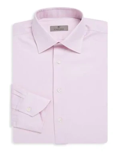 Shop Canali Classic Cotton Dress Shirt In Pink