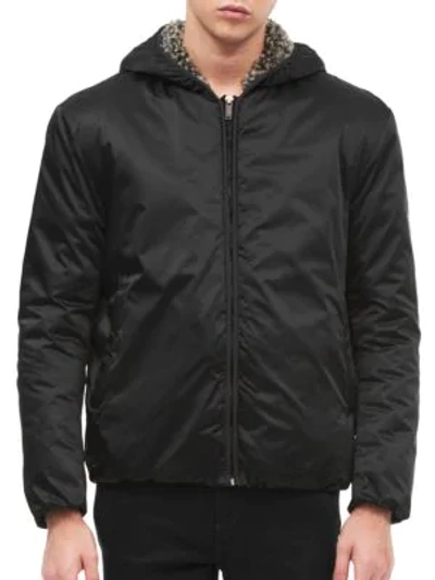 Shop Calvin Klein Jeans Est.1978 Sherpa Hooded Zip-front Jacket In Black