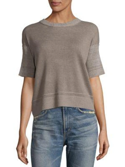 Shop Inhabit Dropped Shoulder Cashmere And Linen Tee In Storm