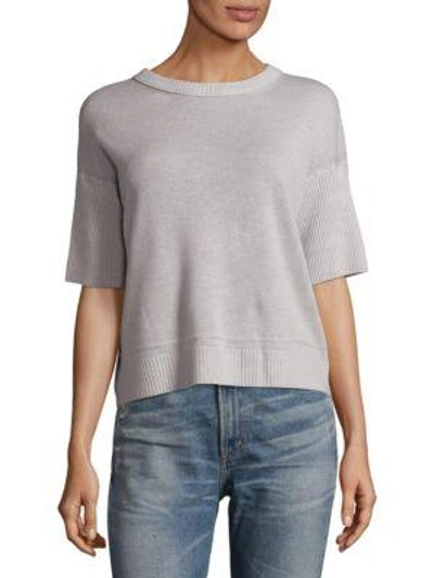Shop Inhabit Dropped Shoulder Cashmere And Linen Tee In Rain