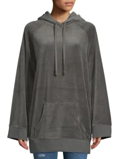 Shop Juicy Couture Wildstyle Velour Hoodie In Grey
