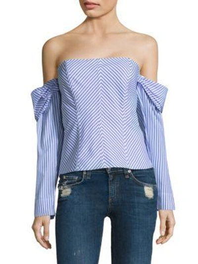 Shop Petersyn Jack Striped Cotton Top In Royal Beng