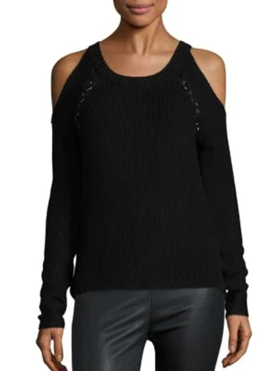 Shop Ramy Brook Issa Cold Shoulder Sweater In Black