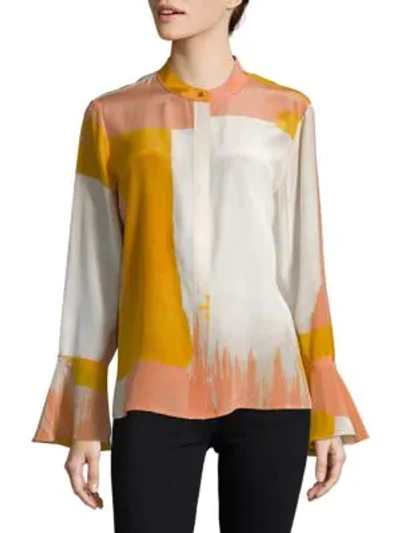 Shop Donna Karan Printed Silk Blouse In Multi