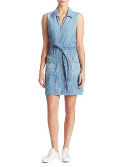 Shop 7 For All Mankind Zip-front Denim Dress In Coast