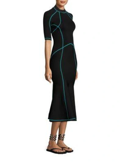 Shop Alexander Wang Mockneck Lace-up Dress In Nocturnal