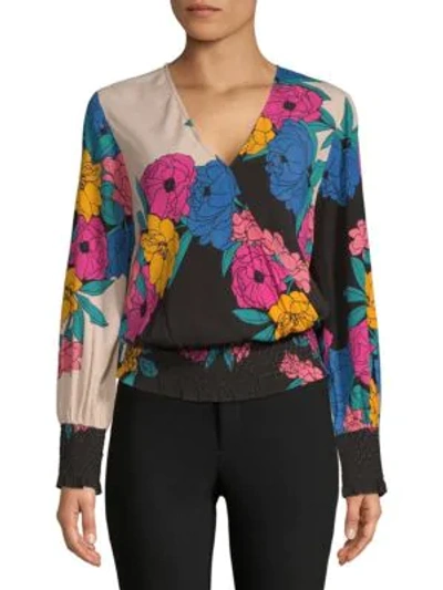 Shop Plenty By Tracy Reese Smocked Surplice Top In Horizon Floral