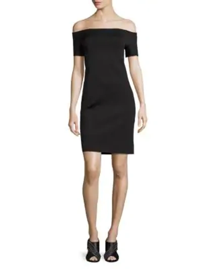 Shop Helmut Lang Scuba Off-the-shoulder Dress In Black