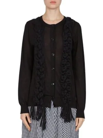 Shop Simone Rocha Braided Wool, Silk & Cashmere Cardigan In Black