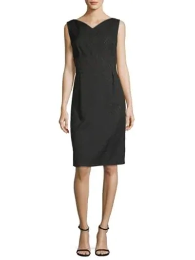 Shop Escada Herringbone Sheath Dress In Black