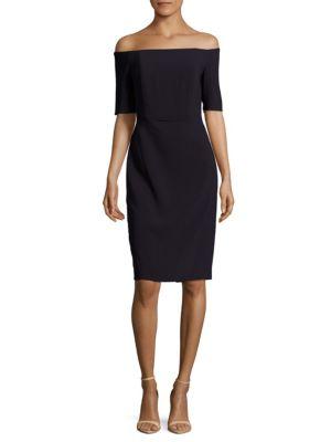 calvin klein off the shoulder crepe dress